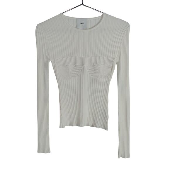 Aknvas Ribbed White Faye Top Size XS - Picture 2 of 5